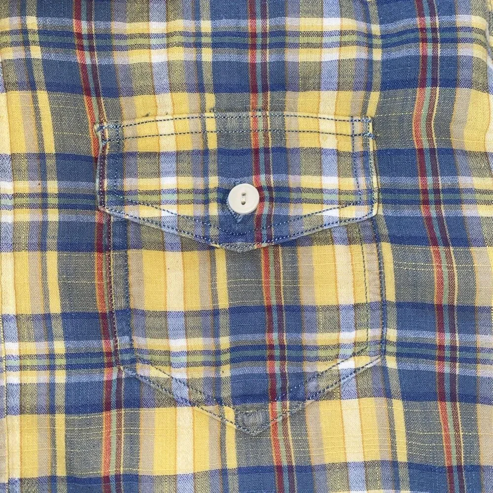 Grayers Clothiers Men's Shirt Size XXL Yellow Blue Plaid Cotton‎ Long Sleeve